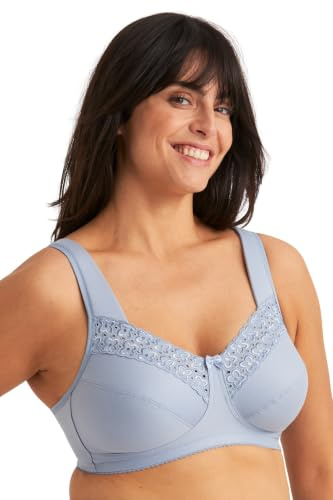 Miss Mary Broderie Anglaise Coton sans Armatures | Grande taille, Poitrine généreuse, 83% coton, Bretelles rembourrées, Été, Broderie, Peau sensible