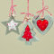 3 Stk Hänger LINO Stoff/Holz rot weiss BETON Stern Baum Herz Punkte Karo Nostalgie Landhaus Christbaumschmuck 14cm groß Hänger Weihnachtsdeko Anhänger Holzscheiben Weihnachtsbaumschmuck Dekohänger