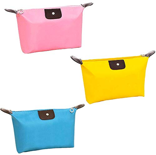 TRIXES 3-teiliges Reisetaschen-Set - wasserdichte Aufbewahrungs- - Organisationstasche für Bilden, Kosmetika, Toilettenartikel, Zubehör - für Männer & Frauen in blau, rosa und gelb