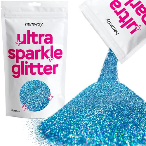 Hemway Ultra Sparkle Glitter - Ocean Blue Holographic | 100g Microfine Metallic Flakes for Resin & Epoxy Crafts | Supplies for Tumblers, Festival, Hair, Face, Body, Eye & Nail Art Decoration