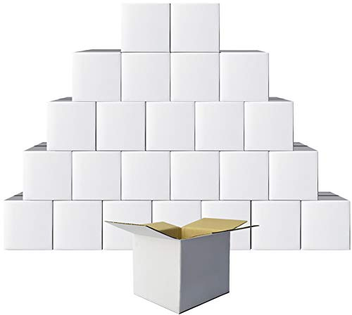 PETAFLOP Versandschachteln Faltschachteln aus Wellpappe 4x4x4, 25er-Pack, weiß