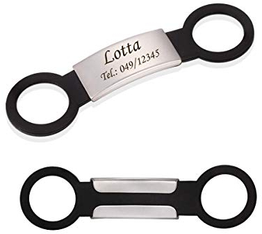 Gredstar Personalisierte Hundemarke Haustier-marke für Hundehalsbänder Katzenhalsband mit Name und Telefonnummer gravur,Schwarz,L