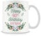 90th Birthday Gift for Women - Birthday Flowers Design Personalised Mug/Cup - Add Name