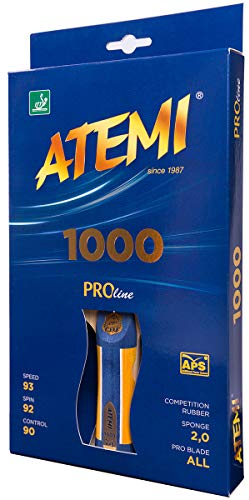 Atemi ProLine 1000 Tischtennisschläger |Überlegene Kontrolle und Leistung |ITTF-zugelassener Belag |Natürliche Materialien |Ideal für alle Spielstärken |Aktualisierte Griffe, Farben und Verpackung