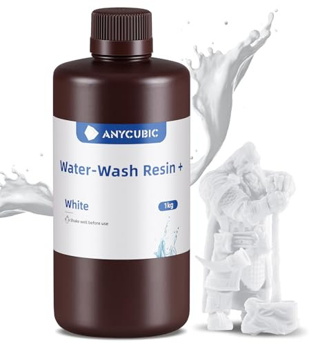 ANYCUBIC Water Washable 3D Printer Resin 2.0 with Easy Post-Processing, High Precision and High Resilience, Low Odor and Anti-Yellowing 3D Resin for LCD/DLP Printers(White,1kg)