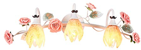 GDLight Pastoral Spiegel-Front-Licht über Spiegel Badezimmer Licht European Floral Make-up Light Vanity Spiegelleuchten Wandleuchte Licht für Badezimmer,3lights