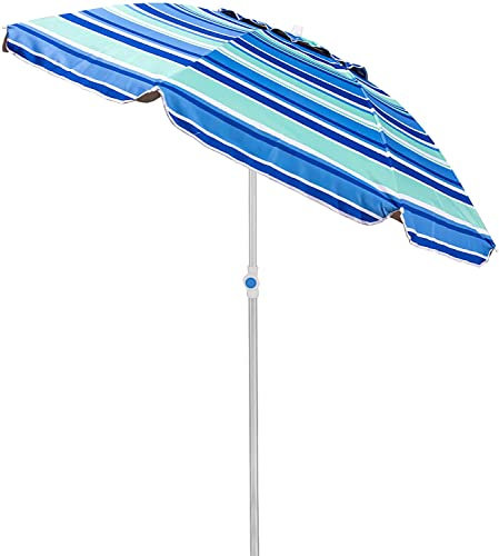 BESCH Sombrilla para Playa, Jardín o Piscina, Aluminio e Inclinable con Protección Solar UV50+ y Cubierta con Ventilación. (Ø 180cm, Azul-Verde)