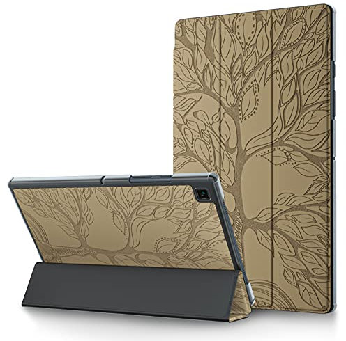 Funda para Samsung Galaxy Tab A7 Lite 8,7'' 2021 Carcasa SM-T220 / T225 Ultra Delgado Cuero PU Funda Protectora Triple Case con Función de Soporte para Galaxy Tab A7 Lite 8,7 Pulgada,Dorado