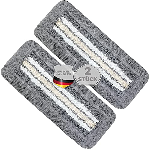 Okaei 2 Stück Wischmopp Bezug (60 cm) - Bodenwischer-Wischbezug für Krankenhäuser & Pflegeeinrichtungen - Wischer-Bezug mit Optimalen Gleiteigenschaften für Ergonomisches Arbeiten - Grau