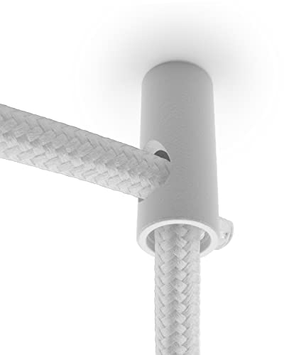 AMARCORDS - 2 Aluminium Deckenpins vertikale Dezentralisatoren und Kabelschellen mit sichtbarer Kabelverstellung Für vertikale Drop-Down-Lampen und -Abhängungen. Farbe WEISS
