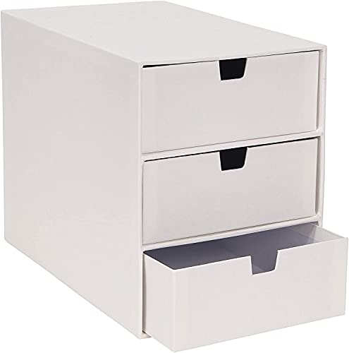 Bigso Box of Sweden Cajonera pequeña para documentos y material de oficina – Organizador de documentos con 3 cajones – Caja con cajones de tablero de fibras y papel – blanco