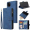 UEEBAI Wallet Case for iPhone 11 Pro Max 6.5 inch, Premium Vintage PU Leather Magnetic Closure Handbag Zipper Pocket Case Kickstand Card Holder Slots with Wrist Strap TPU Shockproof Flip Cover - Blue