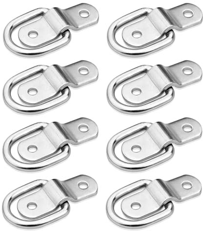 SEIWEI Lot de 8 anneaux d'arrimage en forme de D en acier inoxydable pour camion, camionnette, moto, bateau, VTT, remorque, vélo
