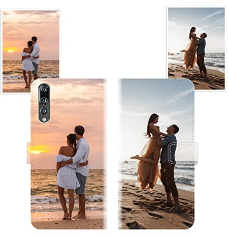 Sunrive Personalisierte hülle kompatibel mit Huawei P20 Pro Handyhülle Benutzerdefiniert,Schutzhülle Lederhülle handykette universal Etui mit Eigenem Foto Bild Text Individuelle