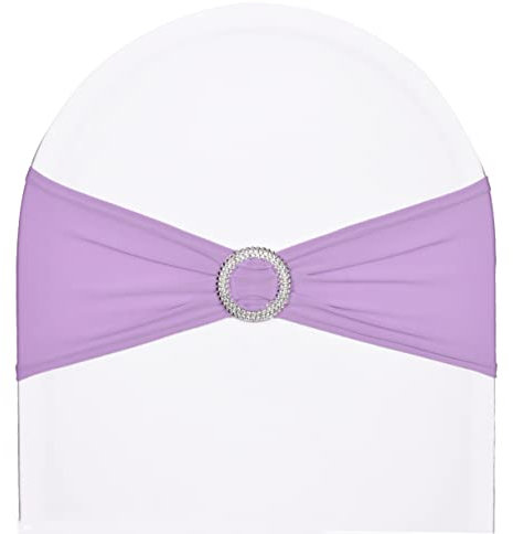 SweetEasy - 10 fasce elastiche in spandex per sedie, decorazione per Natale, matrimoni, banchetti, con fibbia, fidanzamento, evento, compleanno, laurea, riunione, champagne, lilla