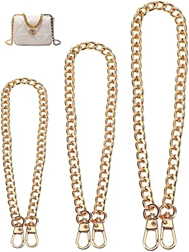 Taschenkette, 3 Stück Handtaschenkettenriemen Tasche Kette, Geldbörse Kette Ersatzriemen Handtasche, Metall Kette Trageriemen Gold 40cm, 90cm, 120cm, Kette Für Damen Tasche Geldbörse Handtaschen