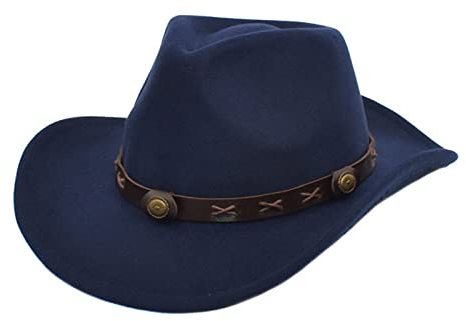 Faringoto Cowboyhut Herren Cowgirl Hut Filzhut Fedoras Hüte für Damen, marineblau, Einheitsgröße