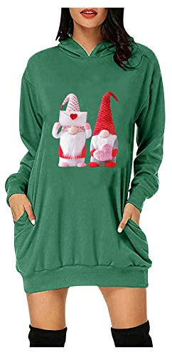 Sunnyuk Weihnachtskleid Damen Große Größe XXXL Langarm Oversized Hoodie Kleid Damen Oversize XXL Lang Weihnacht Weihnachtskleid Kleid Pulloverkleid Strickkleid Lässig Lose Oberteile Tops
