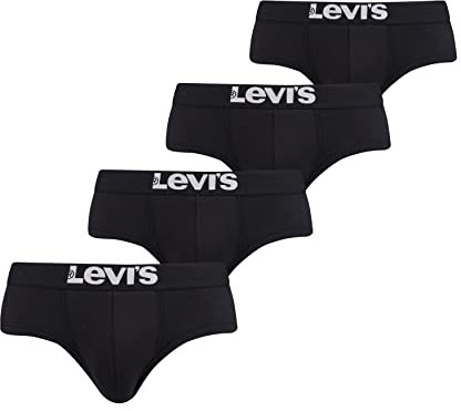 Levi’s Einfarbige Basic-Slips, bequeme Herrenunterwäsche aus Bio-Baumwolle mit elastischem Bund und doppelter Einlage, 4er-Pack