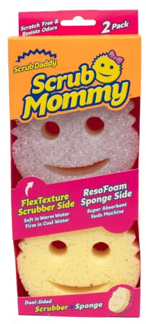Scrub Daddy Scrub Mommy Violet Éponge Lavable Anti Scratch Double Face, Eponge Vaisselle Cuisine et Salle de Bain, Anti-Rayures, Antibactérienne et Réutilisable, Eponge Grattante Flextexture, Lot de 2