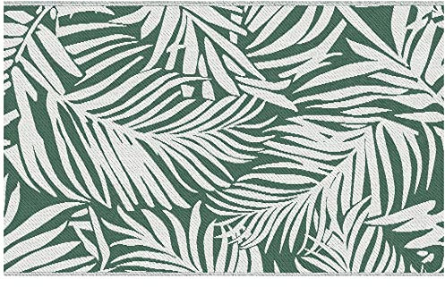 Outsunny Tapis d'extérieur réversible Motif Feuilles Vertes Tropical - polypropylène Haute densité 310 g/m² - dim. 152L x 243l cm Vert