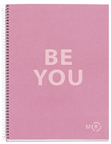 Miquelrius - Notizbuch Be Eco A4, 80 Blatt 90 g/m², Punkte, 1 Farbstreifen, fester Einband, Nachrichten, Pink