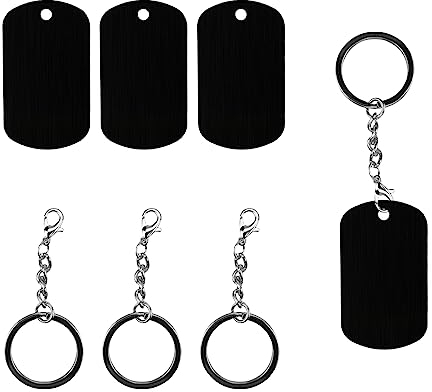 Hyakoz 30 Stück Hundemarken Blanko Schildform Anhänger Dog Tag Schwarz Personalisiert aus Aluminium Hundemarken Metall Anhänger Accessoires, für Schmuckherstellung Und DIY Craft Making