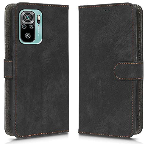 XINNI Housse pour Xiaomi Redmi Note 10S/Note 10 4G/Poco M5S Etui, RFID Protect PU/TPU Cuir Coque Magnétique Portefeuille, Noir