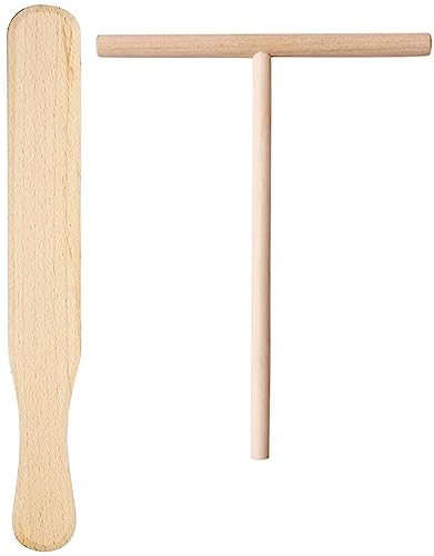 Teemando® Crêpes Lot de 2 pièces pour crêpes et distributeur en bois de hêtre 30 cm pour crêpes, crêpes, jambon palais