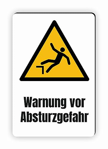 Warnzeichen (W008) Warnung vor Absturzgefahr - Eckiges Warnschild mit Text - Warnschild mit Text - nach DIN EN ISO 7010