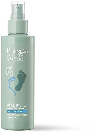 Bottega Verde - Deodorant für Füße, reinigend, 100 ml, mit Aloe-Saft und ätherischem Minzöl, erfrischende und desodorierende Behandlung, ideal für intensives Schwitzen und müde Füße