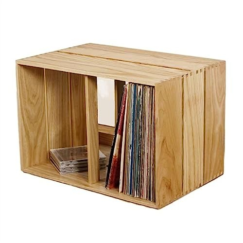 BinOxy Plattenständer Vinyl-Schallplattenhalter – Tischregal zur Aufbewahrung von Vinyl-Schallplatten – stapelbarer Vinyl-Schallplatten-/LP-Aufbewahrungsschrank aus Holz Schallplattenständer