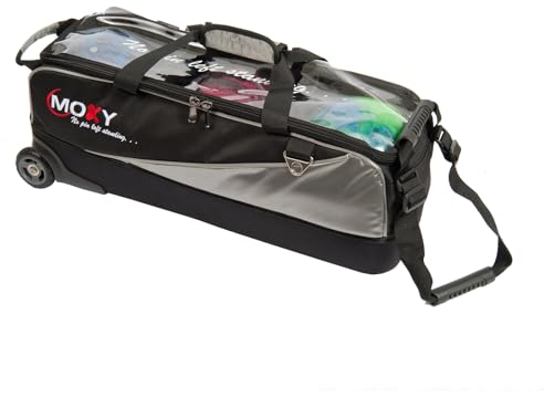 Bowlerstore Products Moxy Slim Bowlingtasche mit 3 Rollen, Silber/Schwarz