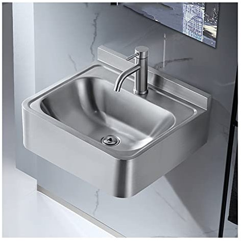 CAMBOS Evier Cuisine Évier à Bol carré en Acier Inoxydable, lavabo Mural, Poste de Travail pour Camping-Car, Bars, Facile à Nettoyer