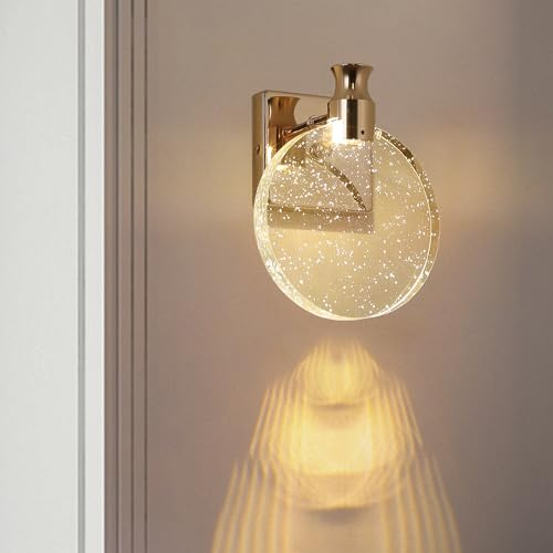 zhxinashu LED Wandleuchte, Wandleuchte Innen, Wandlampe Gold Industriall, Warm/Neutral/Weiß 3 Beleuchtungsfarben Wandbeleuchtung für Wohnzimmer Schlafzimmer Korridor Badezimmer(Gold,Groß)