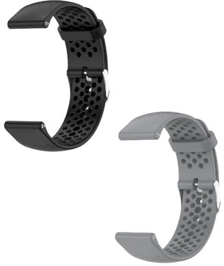 2 Piezas Correa Compatible Con Polar Pacer/Pacer Pro Para Mujer Hombres, 20mm Deportiva Suave Transpirable Silicona Pulsera Para Smartwatch Brazalete, Negro+Gris