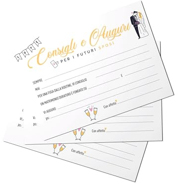 NAÏZAYA Idea Regalo Gioco Matrimonio – 50 Biglietti Consigli e Auguri per Gli Sposi - Gadget Scherzi Accessori – Idee Regali Divertenti per Intrattenere gli Ospiti