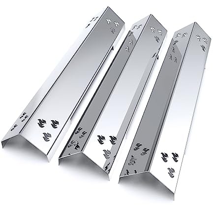 teileplus24 BR10-3-SG Gasgrill Edelstahl Brennerabdeckung kompatibel mit Jamestown Knox 3-Brenner | Flavorizer Bars | Passgenau | Rostfrei | Brennerschutz