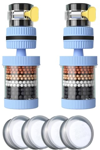 Wasserfilter Wasserhahn, filter hahn, Wasserhahn Filter, Aktivkohle Wasserhahn, 360° drehbarer Wasserhahnaufsatz, 6 lagige Filterung, mit 40 Filterelementen, passend für die meisten Wasserhähne