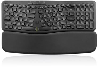 Perixx PERIBOARD-636B Clavier USB compact ergonomique sans fil – Technologie sans fil 2,4 G – Pavé numérique intégré – Repose-poignet amovible – Saisie silencieuse – Noir