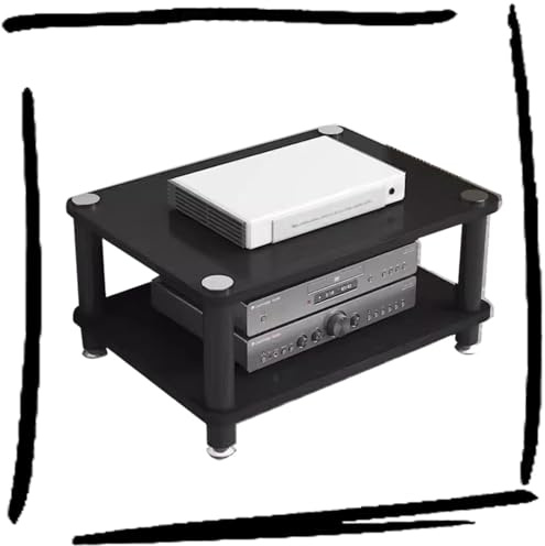 ILOOXI HiFi-Rack-AV-Regal Aus Holz & Stahl, 1/2/3/4-stufiger TV-Ständer, HiFi Regal, Audio Rack HiFi Regal(Black,2 Tier)
