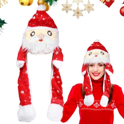 SOETDERT Weihnachtsmütze, Nikolausmütze Plüsch, Lustige Mützen mit Beweglichen Ohren, Weihnachtsmann Mützen, Lustiger Weihnachtsmütze, Santa Hat für Erwachsene Kinder Weihnachts Partyhüte