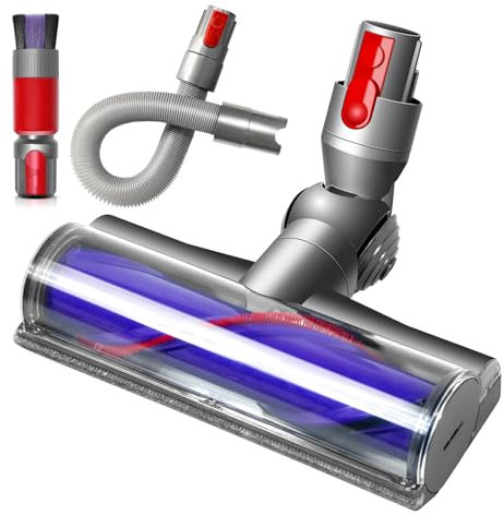 Quick-Release Motor Head Cleaner Replacement Compatible with Dyson V7 V8 V10 V11 V15 Cordless Vacuums for Hardwood Floor Carpets SV10 SV11 SV12 SV14 with Flexible Extension Hose and Dust Brush
