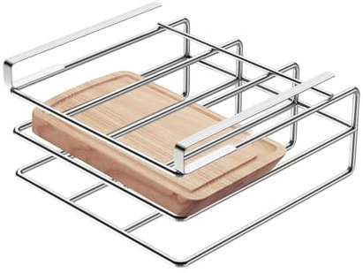 WJnflQN Schneidebrett-Halter | Schneidebrett-Organizer für Schrank, Schneidebrett- mit Haken unter dem Schrank, Organizer, Schneidebrett-Halterung, ohne Bohren, Schneidebrett-Aufhänger