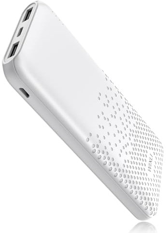 WIXLI Portable Charger, 10000mAh Slimmest Power Bank, Dual USB Battery Pack, High Speed Portable Phone Charge for iPhone 15 14 13 12 11 Pro Samsung S22 S21 Google AirPods and More(White)
