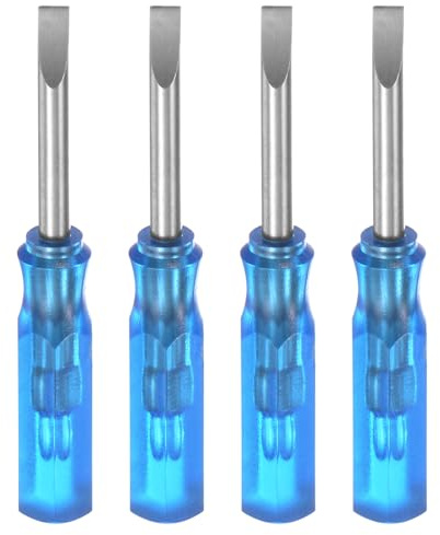 QUARKZMAN 4Pcs Sl2,5 Mini Tournevis Fendu 2,5mm Tête Plate Magnétique Bleu | 45mm Longueur pour Petites Réparations d'Appareils