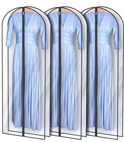 Univivi Kleidersäcke für Kleider, 165 cm, transparente Kleidersäcke zum Aufhängen von Kleidung, 10,2 cm langer Kleidersack für Kleiderschrank, 3 Stück