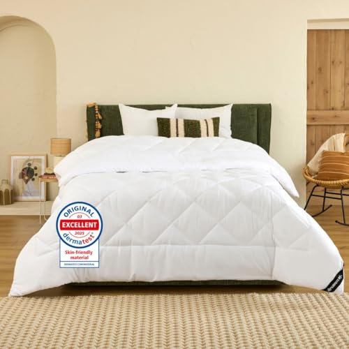 DREAMWAY - Bettdecke 200x200cm Ganzjahresdecke 4 Jahreszeiten, Steppdecke 300gsm Mikrofaser 200x200 cm, Super Weiche Decke Zudecke Schlafdecke Atmungsaktive 200 x 200 Weiß, Oeko-Tex Zertifiziert