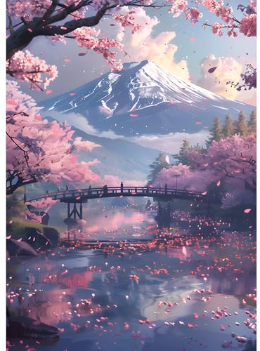 Jawecci Landschaft Diamond Painting Erwachsene, 5D Diamant Painting Bilder Erwachsene Anfänger, DIY Runde Steine Diamant Kunst Set Diamant Malerei Kinder für Home Dekor 30x40cm