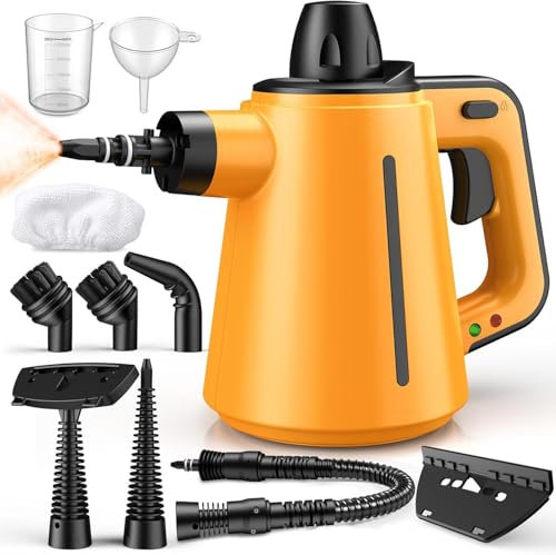 Dampfreiniger, Boden mit 10 Zubehörteilen, 3,5 Bar Dampfdruck 380 ml 1050W – Dampfreiniger Handgerät Für Böden Polstermöbel Fugen und Autos, Entfernt Schmutz und Fett